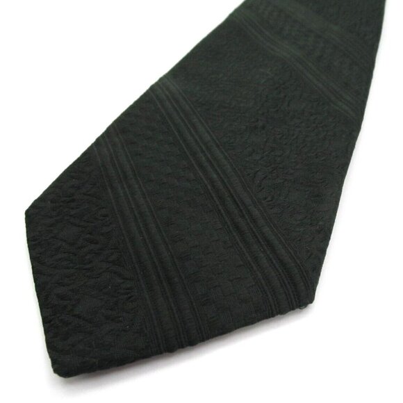 Vintage 70s Wemlon by Wembley Necktie Green Textured Brocade Wide 54x4" - Picture 8 of 10